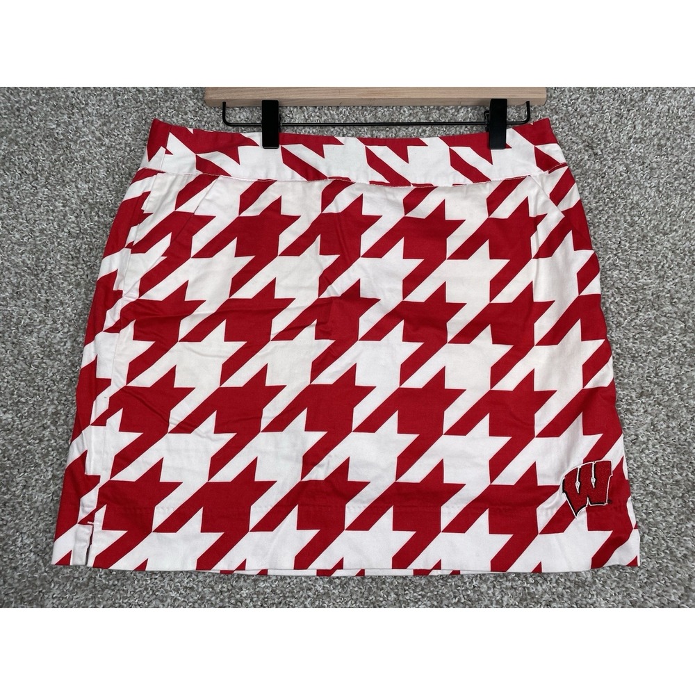 WI Badgers Loudmouth Fairway Classic Skort- Red Tooth With Built In Shorts Sz 8